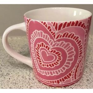 Starbucks Coffee Mug Cup Red Pink Lace Hearts